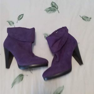 Purple heeled booties